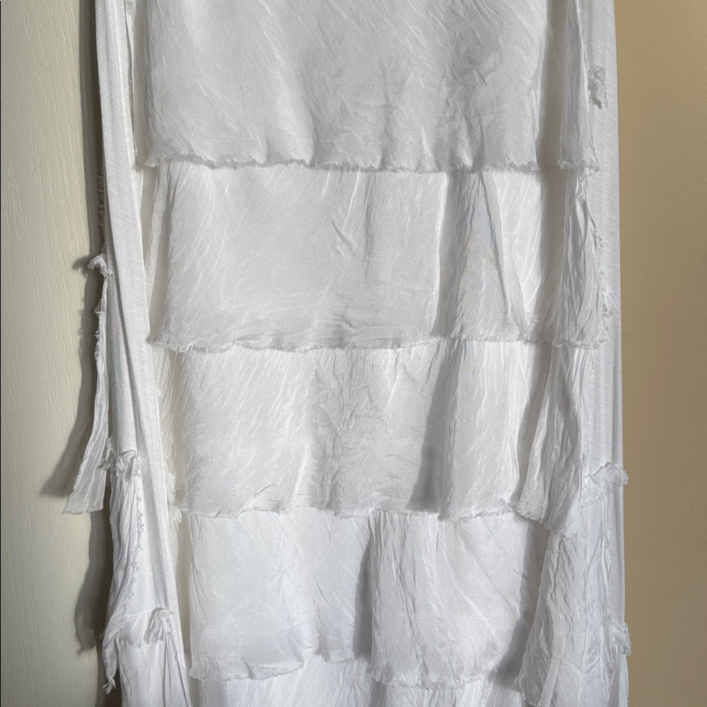BECCA Italian White 100% Silk Layered Tiered Maxi Skirt Summer Size One Size - Picture 9 of 14
